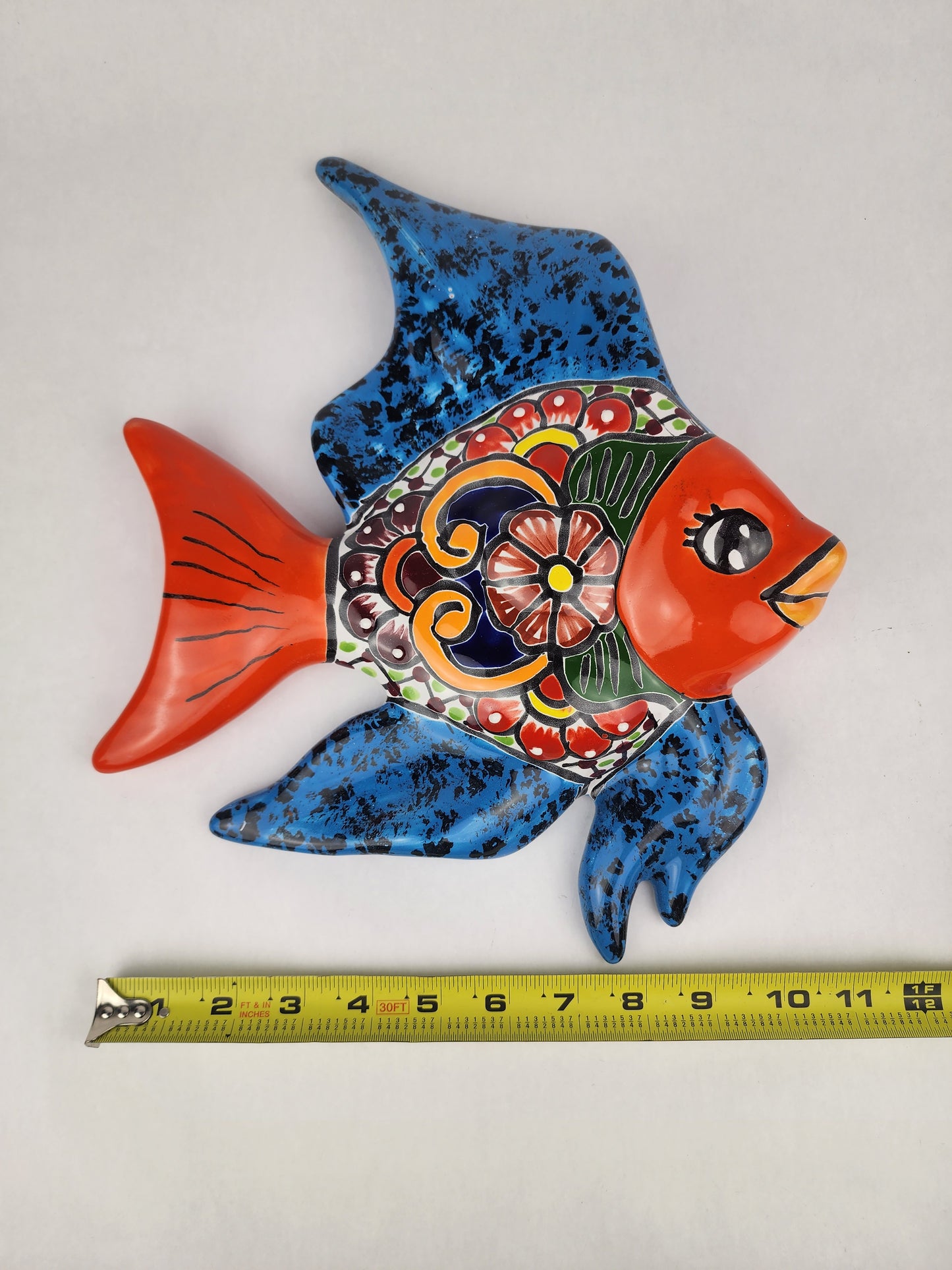 Blue Talavera-Style Fish Wall Décor 13" – Mexican Ceramic Folk Art