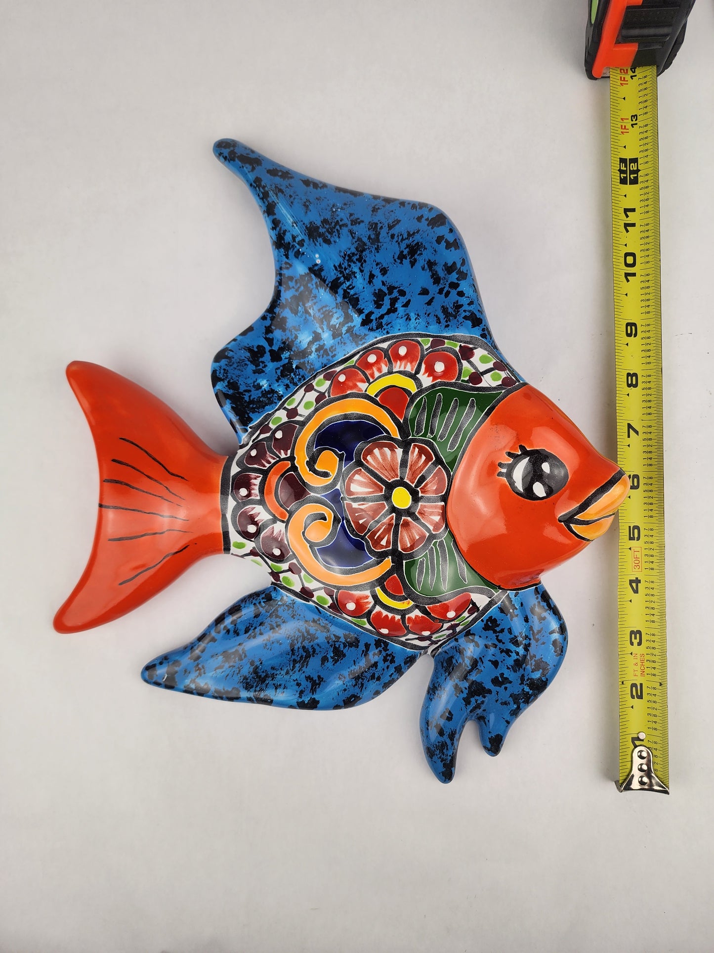 Blue Talavera-Style Fish Wall Décor 13" – Mexican Ceramic Folk Art