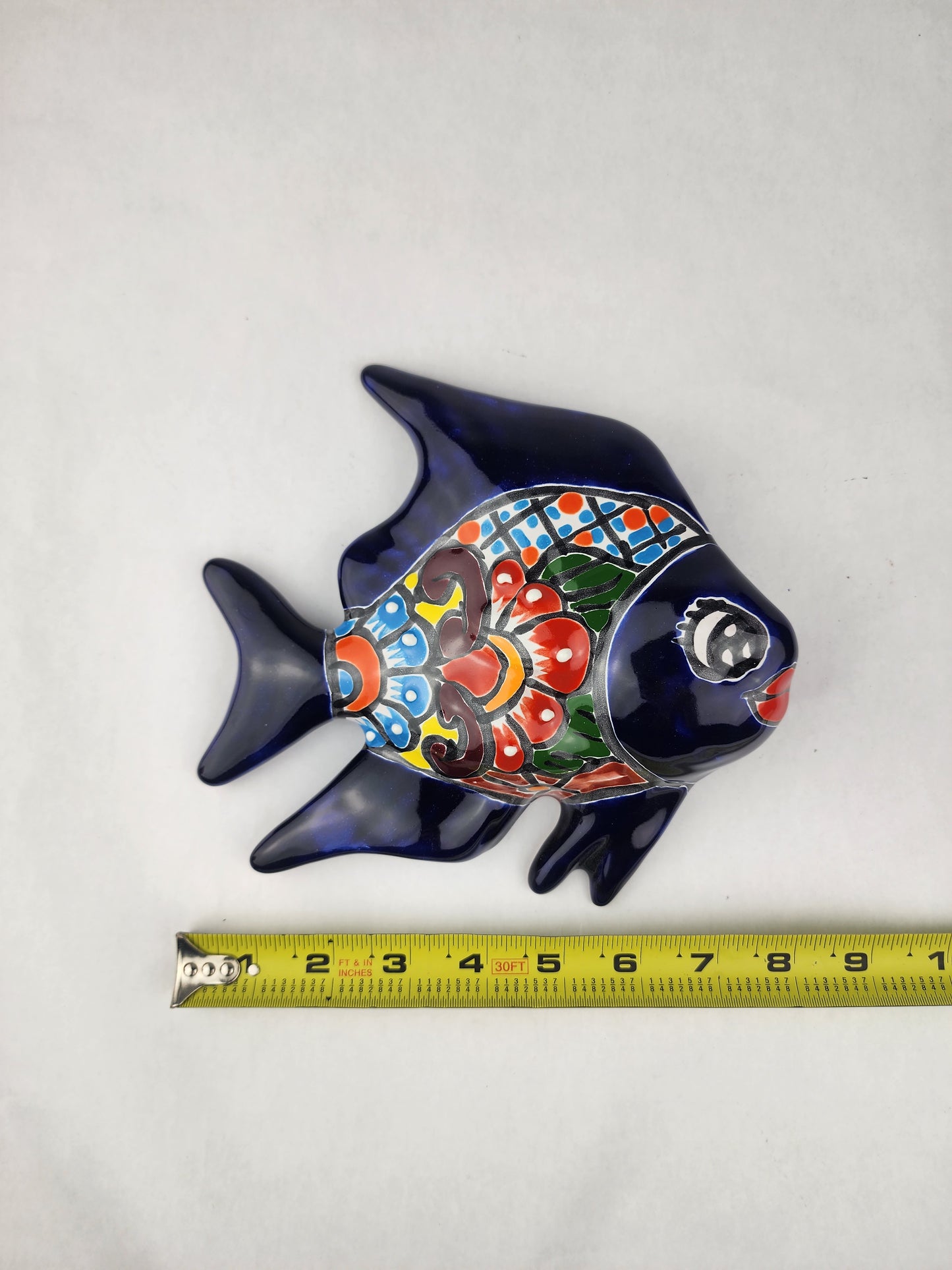 Blue Talavera-Style Fish Wall Décor 7.5" – Mexican Ceramic Folk Art