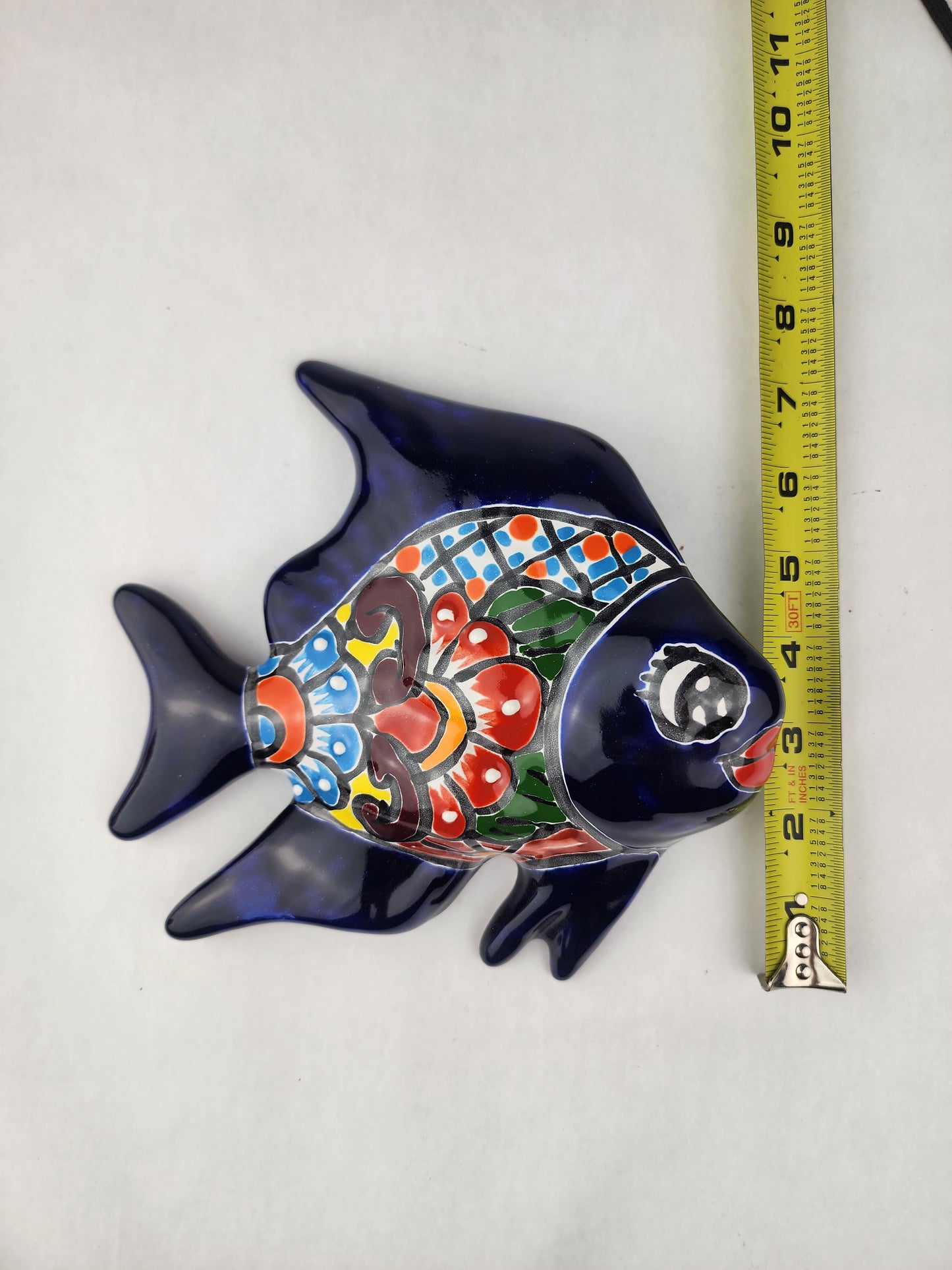 Blue Talavera-Style Fish Wall Décor 7.5" – Mexican Ceramic Folk Art