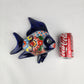 Navy Blue Talavera-Style Fish Wall Décor 9.5" – Mexican Ceramic Folk Art