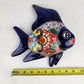 Navy Blue Talavera-Style Fish Wall Décor 9.5" – Mexican Ceramic Folk Art