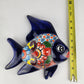 Navy Blue Talavera-Style Fish Wall Décor 9.5" – Mexican Ceramic Folk Art