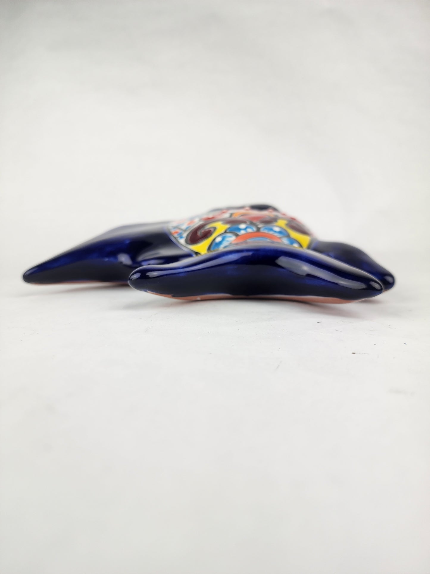 Navy Blue Talavera-Style Fish Wall Décor 9.5" – Mexican Ceramic Folk Art