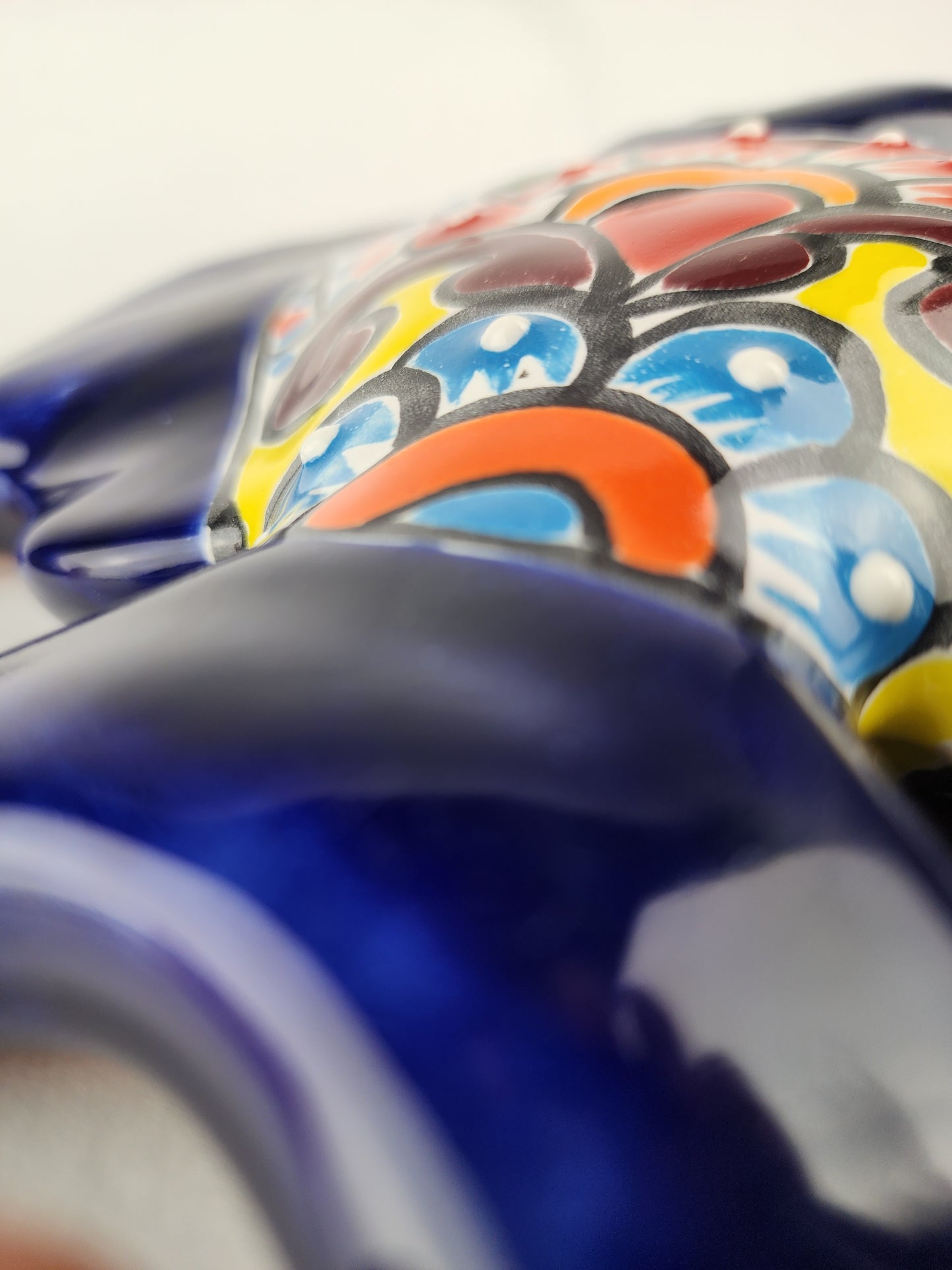Navy Blue Talavera-Style Fish Wall Décor 9.5" – Mexican Ceramic Folk Art