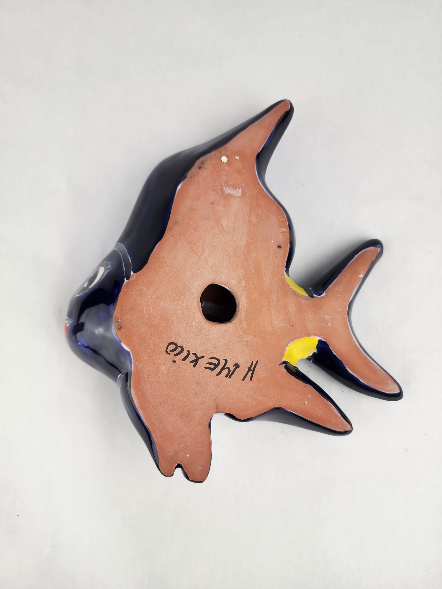 Navy Blue Talavera-Style Fish Wall Décor 9.5" – Mexican Ceramic Folk Art