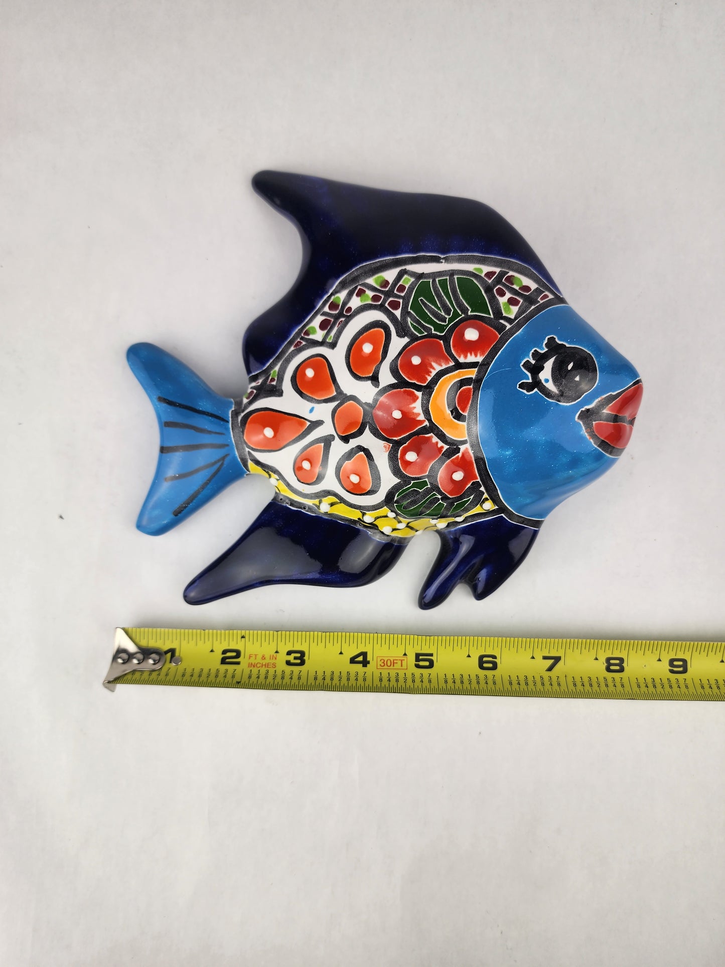 Blue & Orange Talavera-Style Fish Wall Décor 7.5" – Mexican Ceramic Folk Art (Copy)