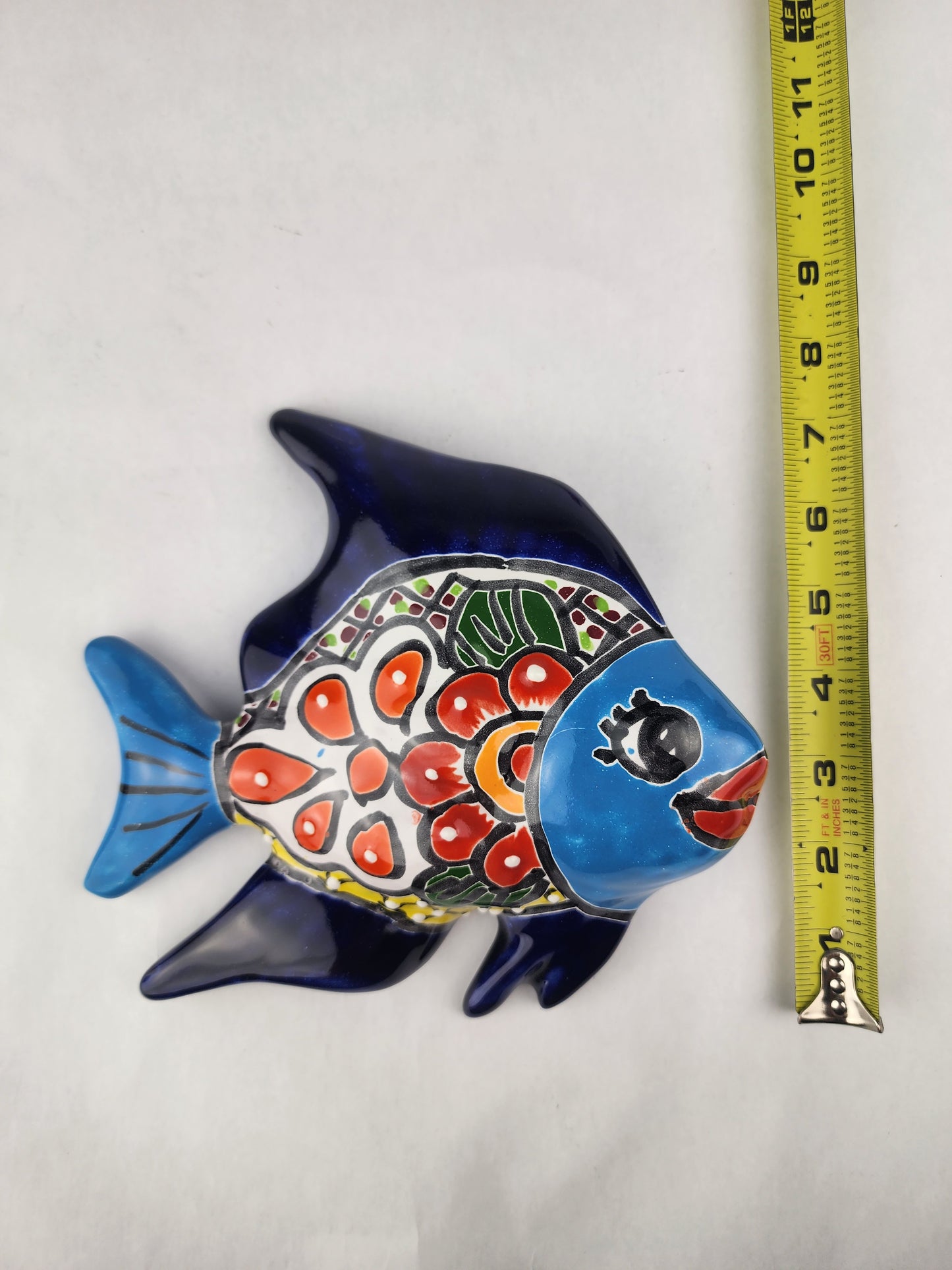 Blue & Orange Talavera-Style Fish Wall Décor 7.5" – Mexican Ceramic Folk Art (Copy)