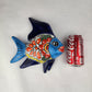 Navy & Light Blue Talavera-Style Fish Wall Décor 9.5" – Mexican Ceramic Folk Art