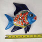 Navy & Light Blue Talavera-Style Fish Wall Décor 9.5" – Mexican Ceramic Folk Art