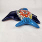 Navy & Light Blue Talavera-Style Fish Wall Décor 9.5" – Mexican Ceramic Folk Art