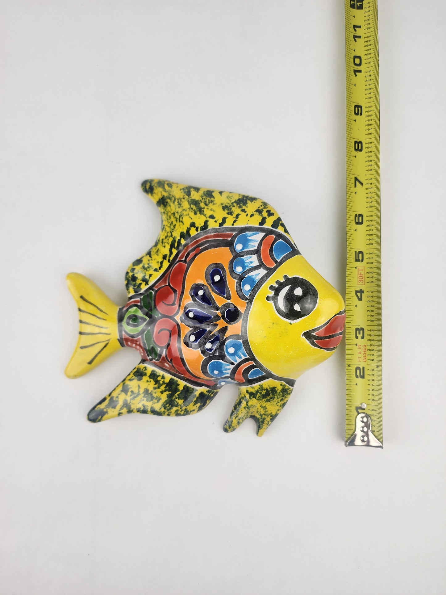 Yellow & Orange Talavera-Style Fish Wall Décor 7.5" – Mexican Ceramic Folk Art