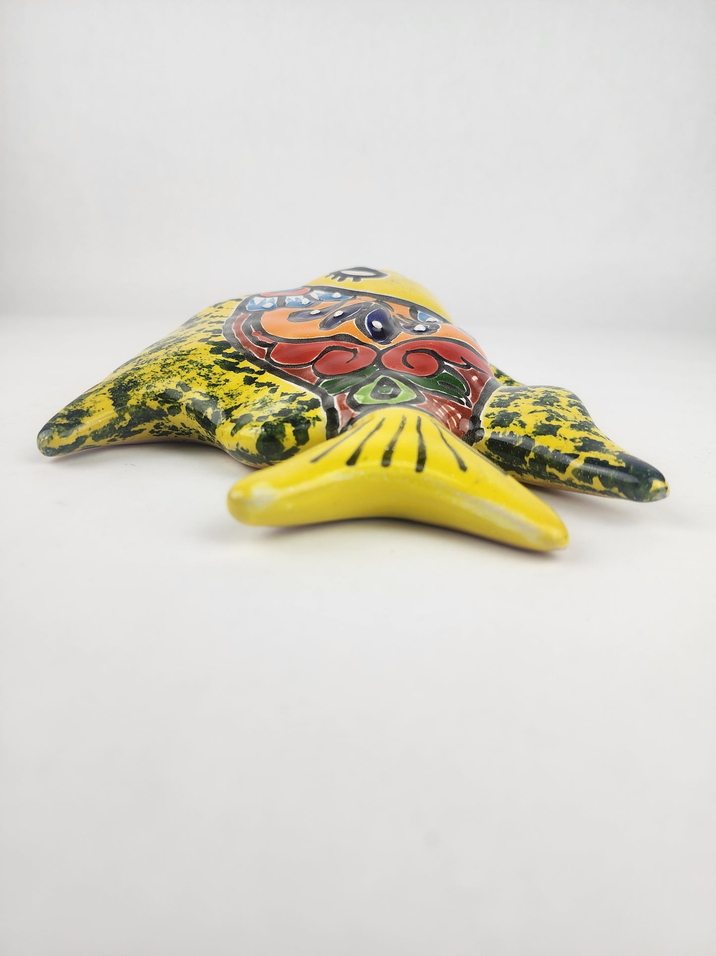 Yellow & Orange Talavera-Style Fish Wall Décor 7.5" – Mexican Ceramic Folk Art