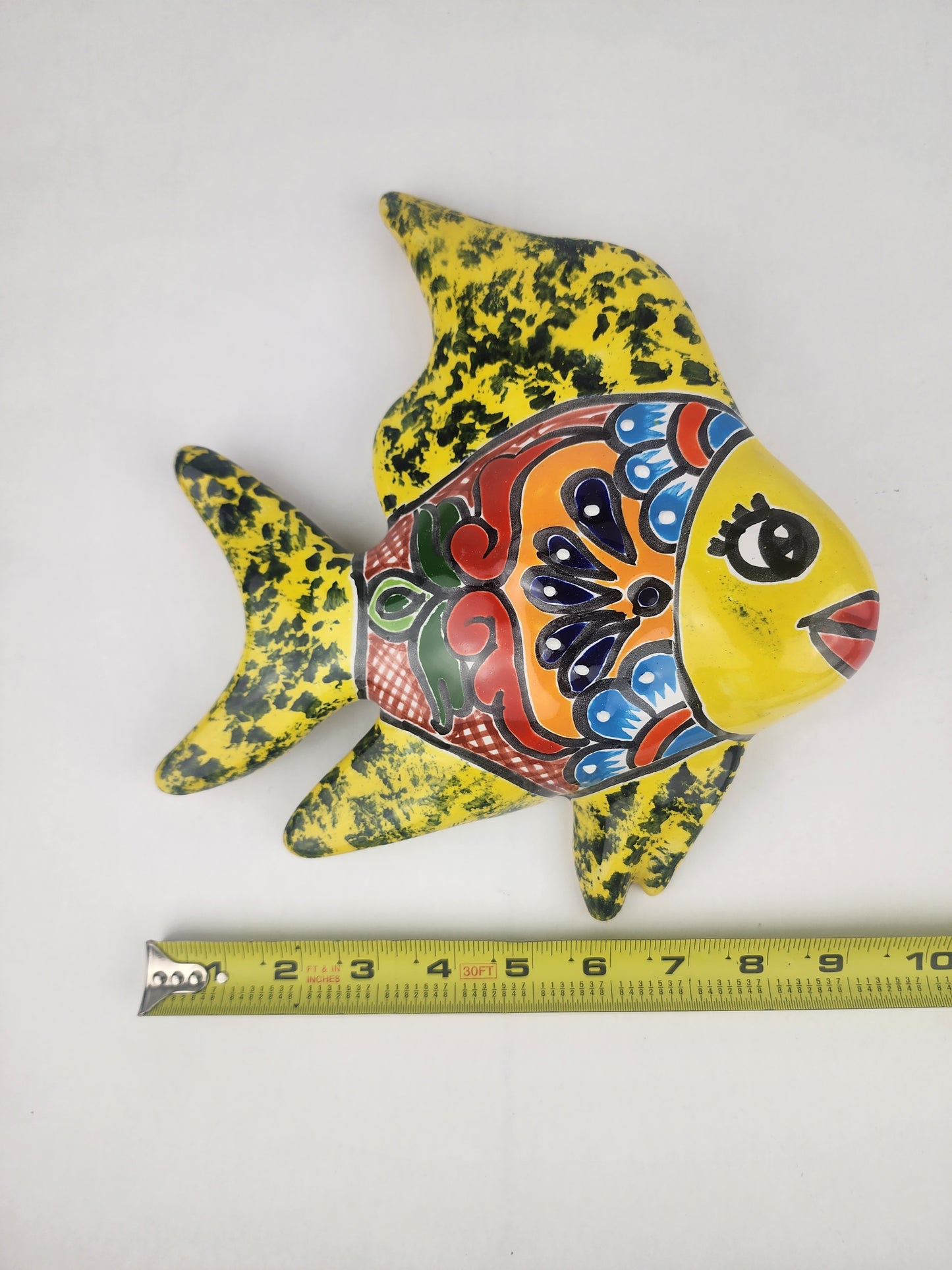 Yellow Talavera-Style Fish Wall Décor 9.5" – Mexican Ceramic Folk Art