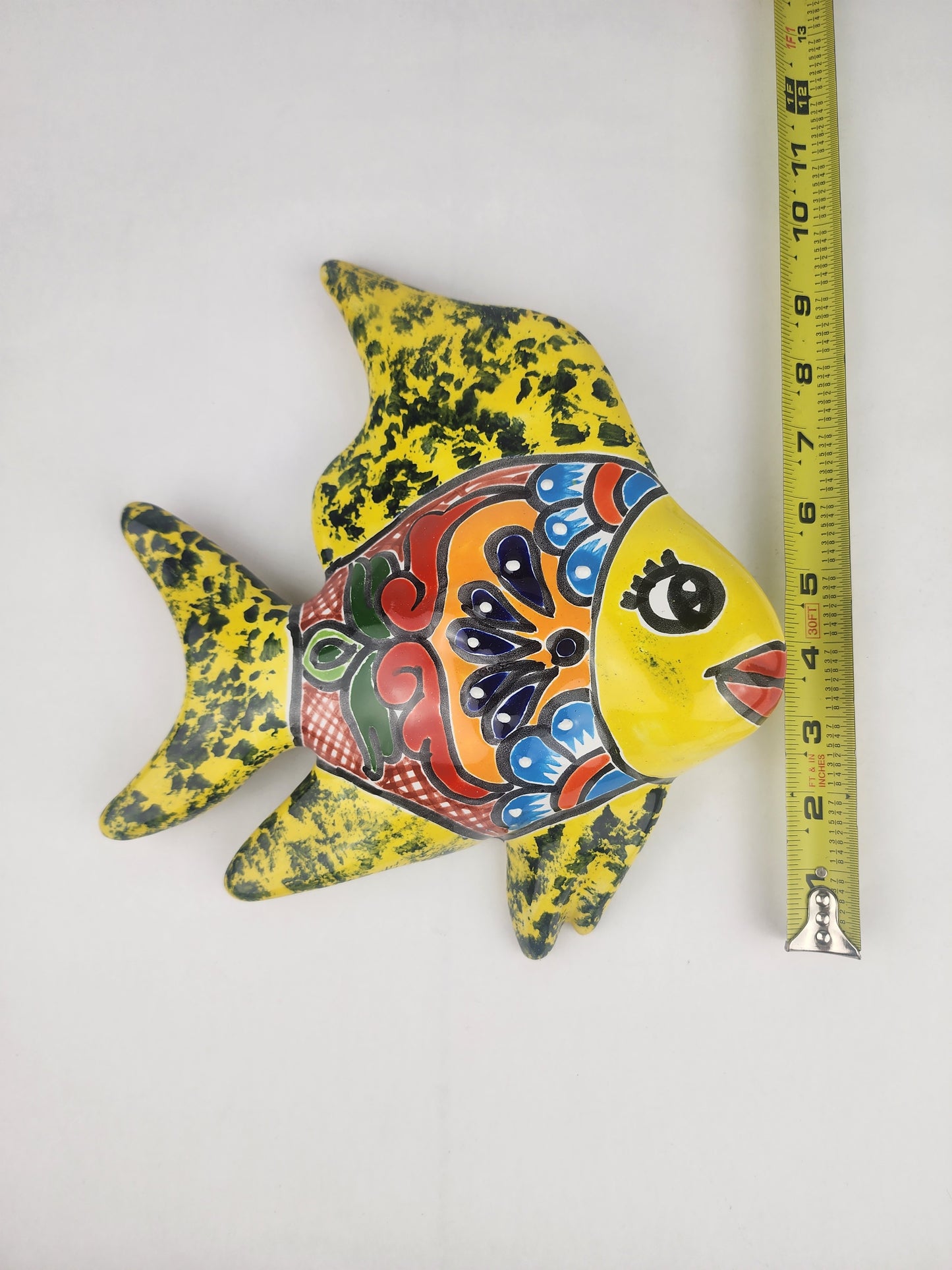 Yellow Talavera-Style Fish Wall Décor 9.5" – Mexican Ceramic Folk Art