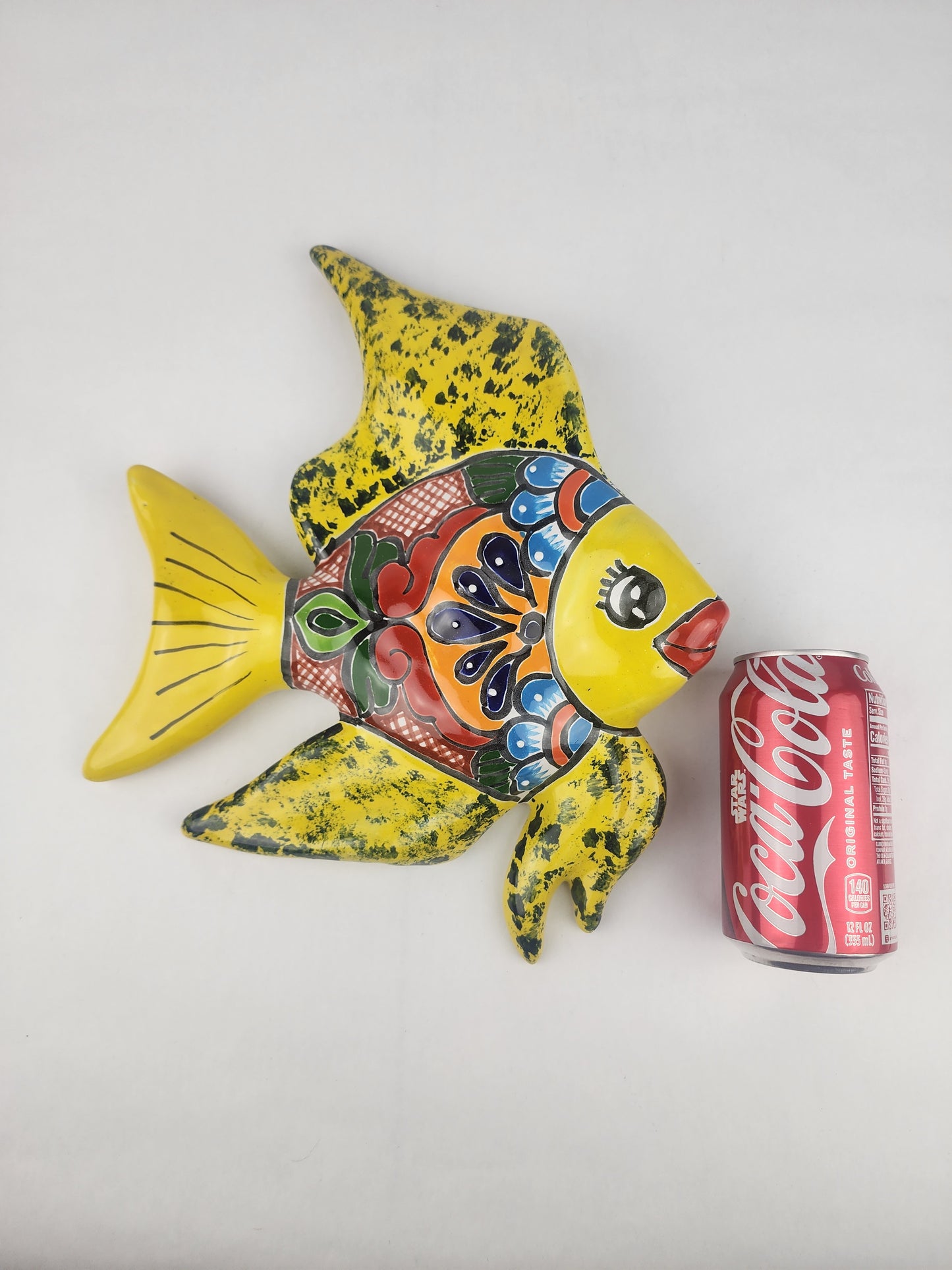 Yellow Talavera-Style Fish Wall Décor 13" – Mexican Ceramic Folk Art