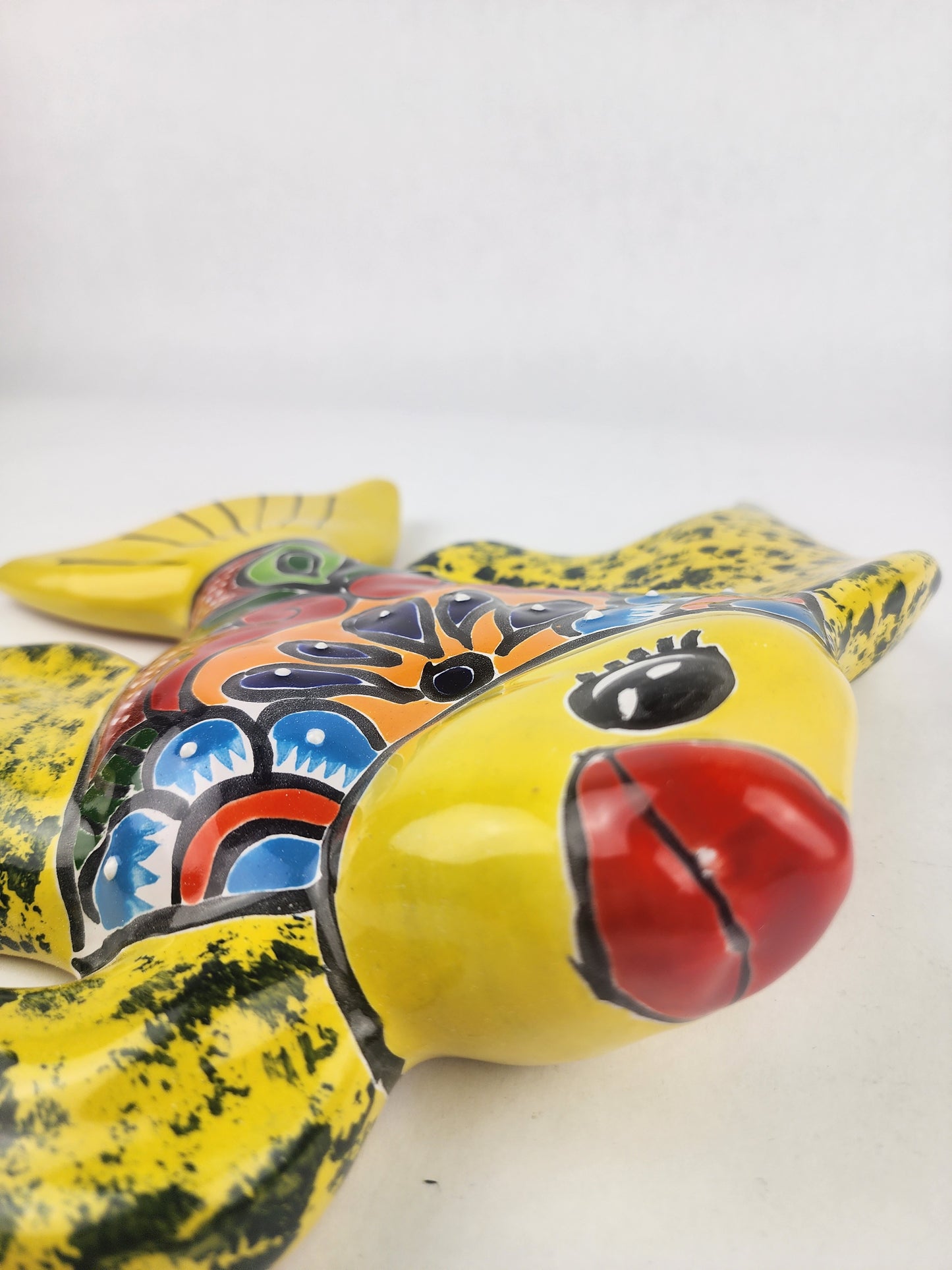 Yellow Talavera-Style Fish Wall Décor 13" – Mexican Ceramic Folk Art