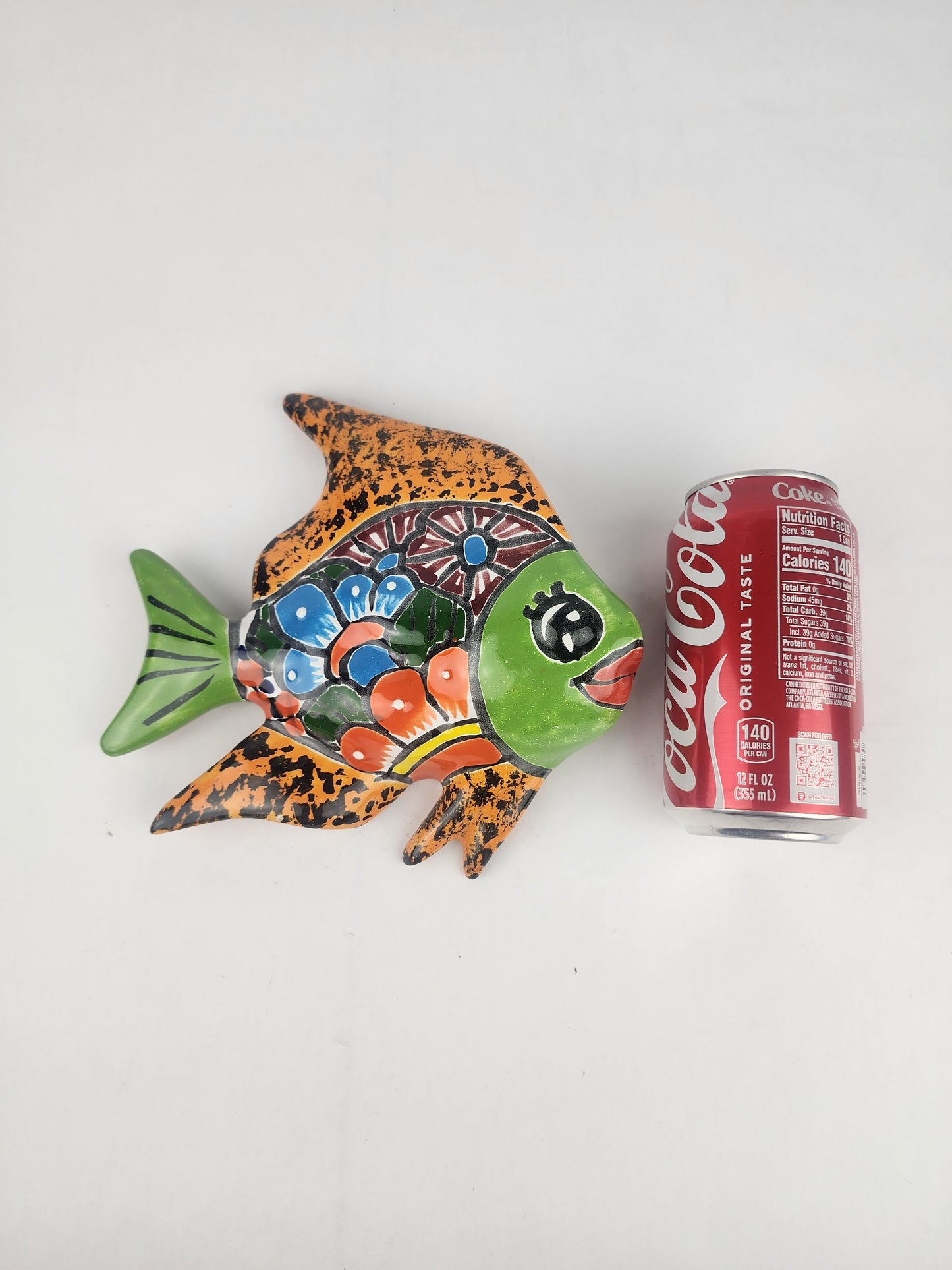 Green & Orange Talavera-Style Fish Wall Décor 7.5" – Mexican Ceramic Folk Art