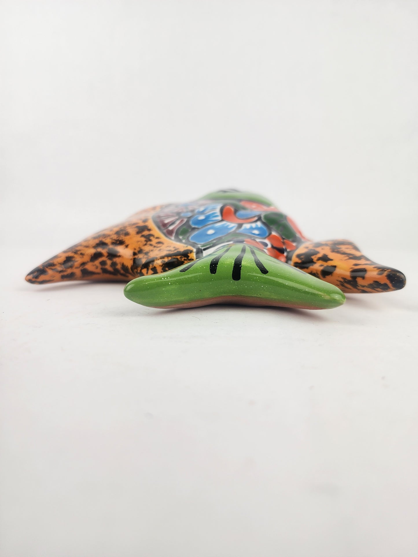 Green & Orange Talavera-Style Fish Wall Décor 7.5" – Mexican Ceramic Folk Art