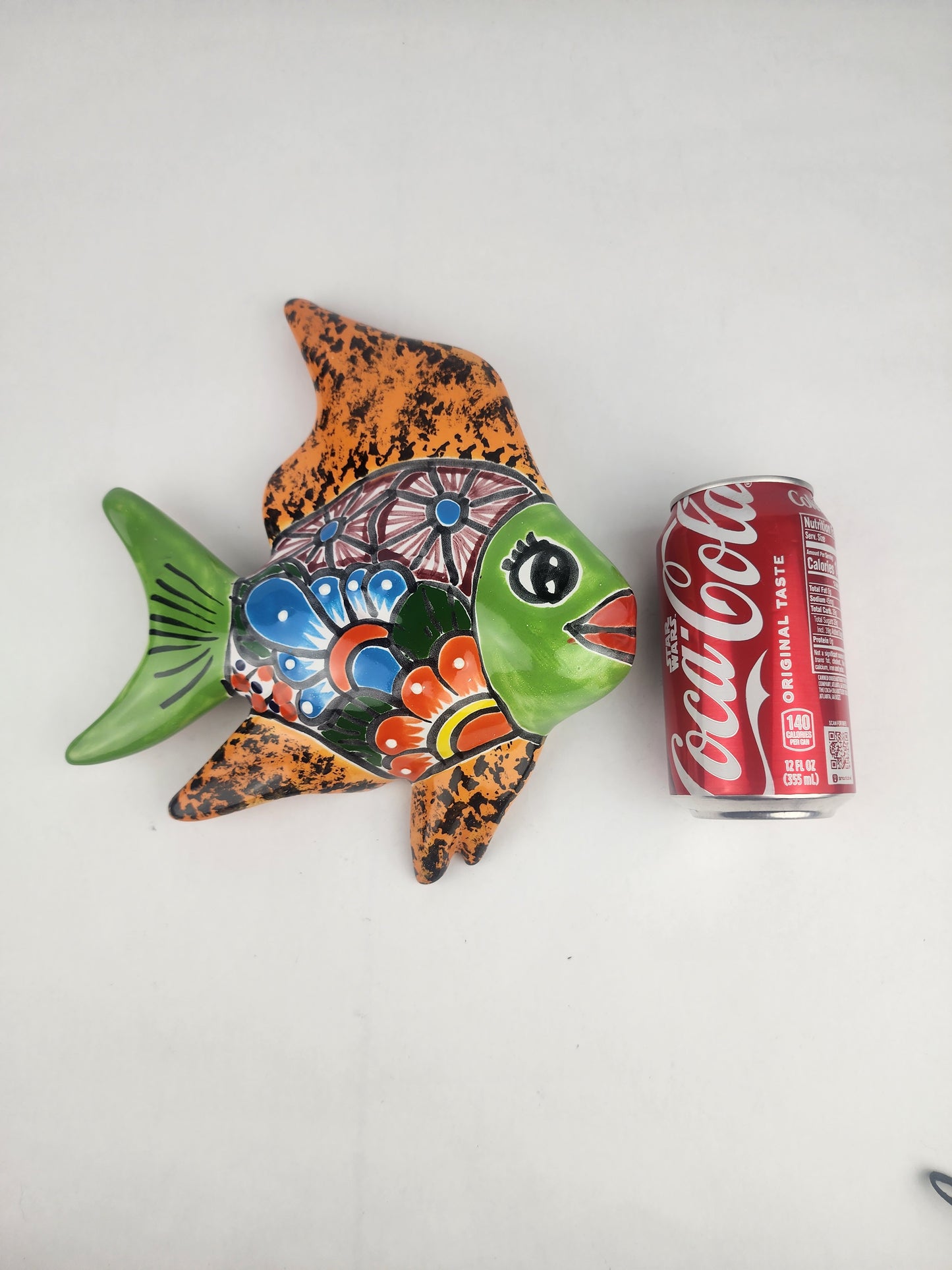 Green & Orange Talavera-Style Fish Wall Décor 9.5" – Mexican Ceramic Folk Art