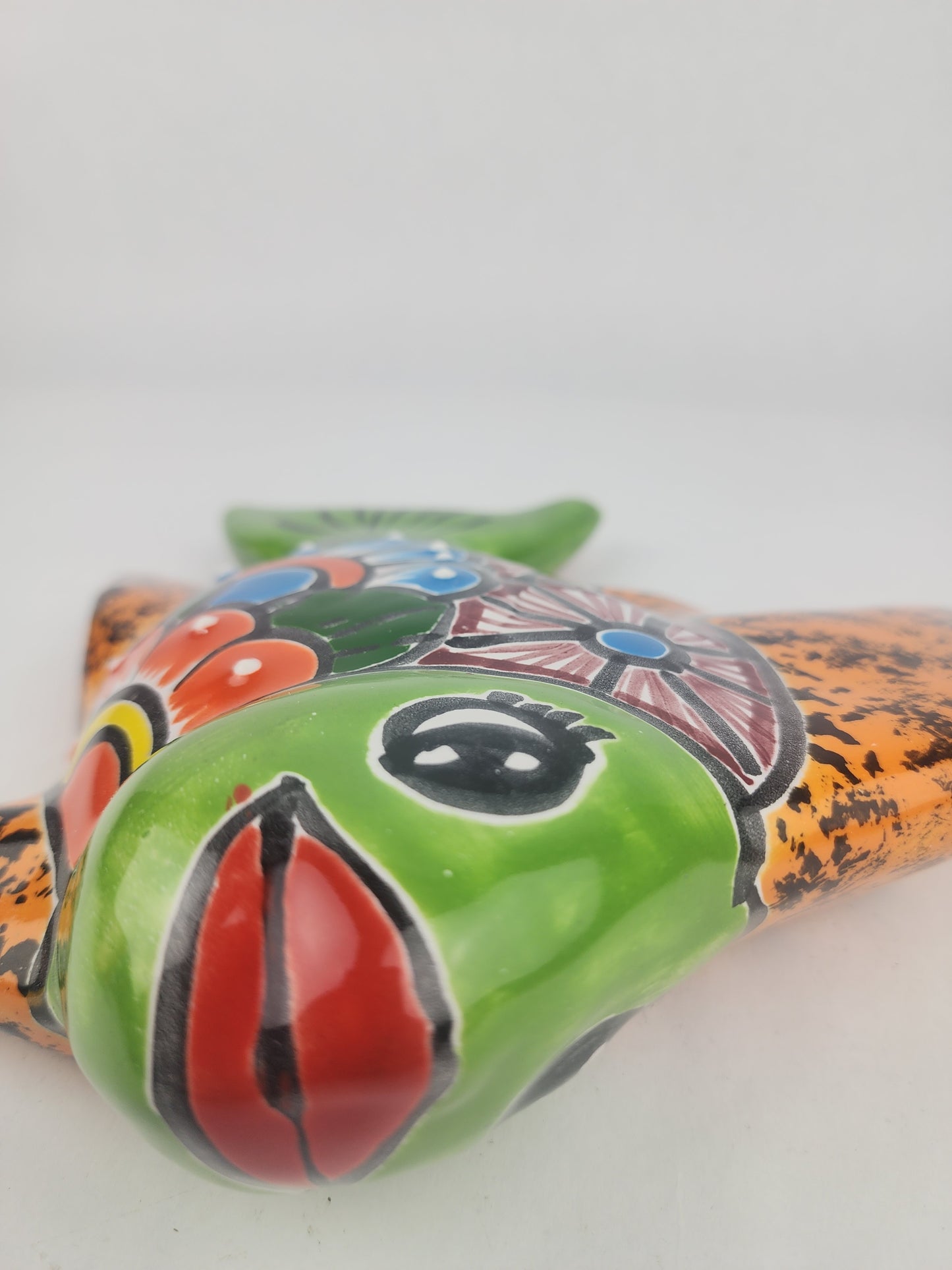 Green & Orange Talavera-Style Fish Wall Décor 9.5" – Mexican Ceramic Folk Art