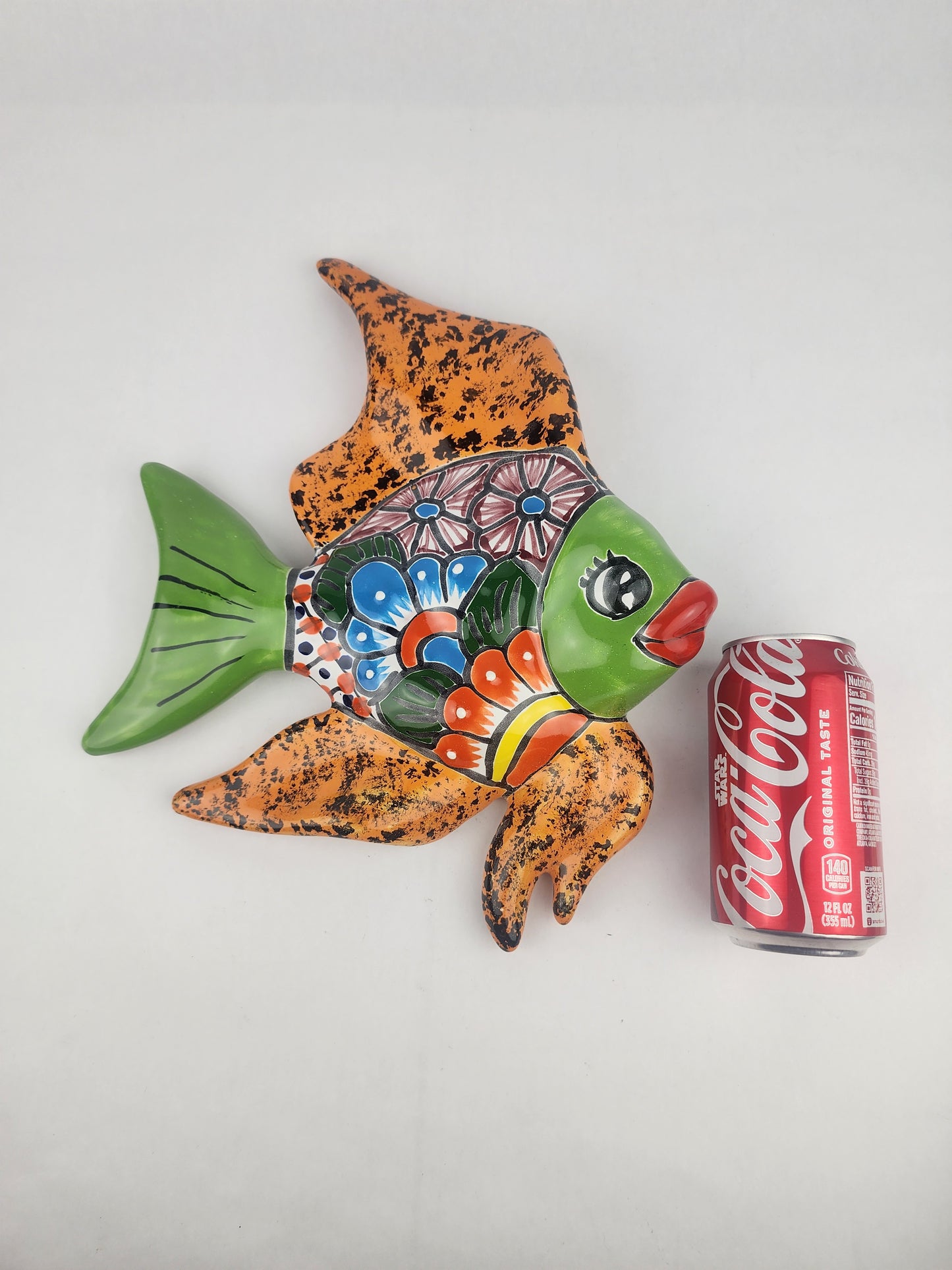 Green Talavera-Style Fish Wall Décor 13" – Mexican Ceramic Folk Art