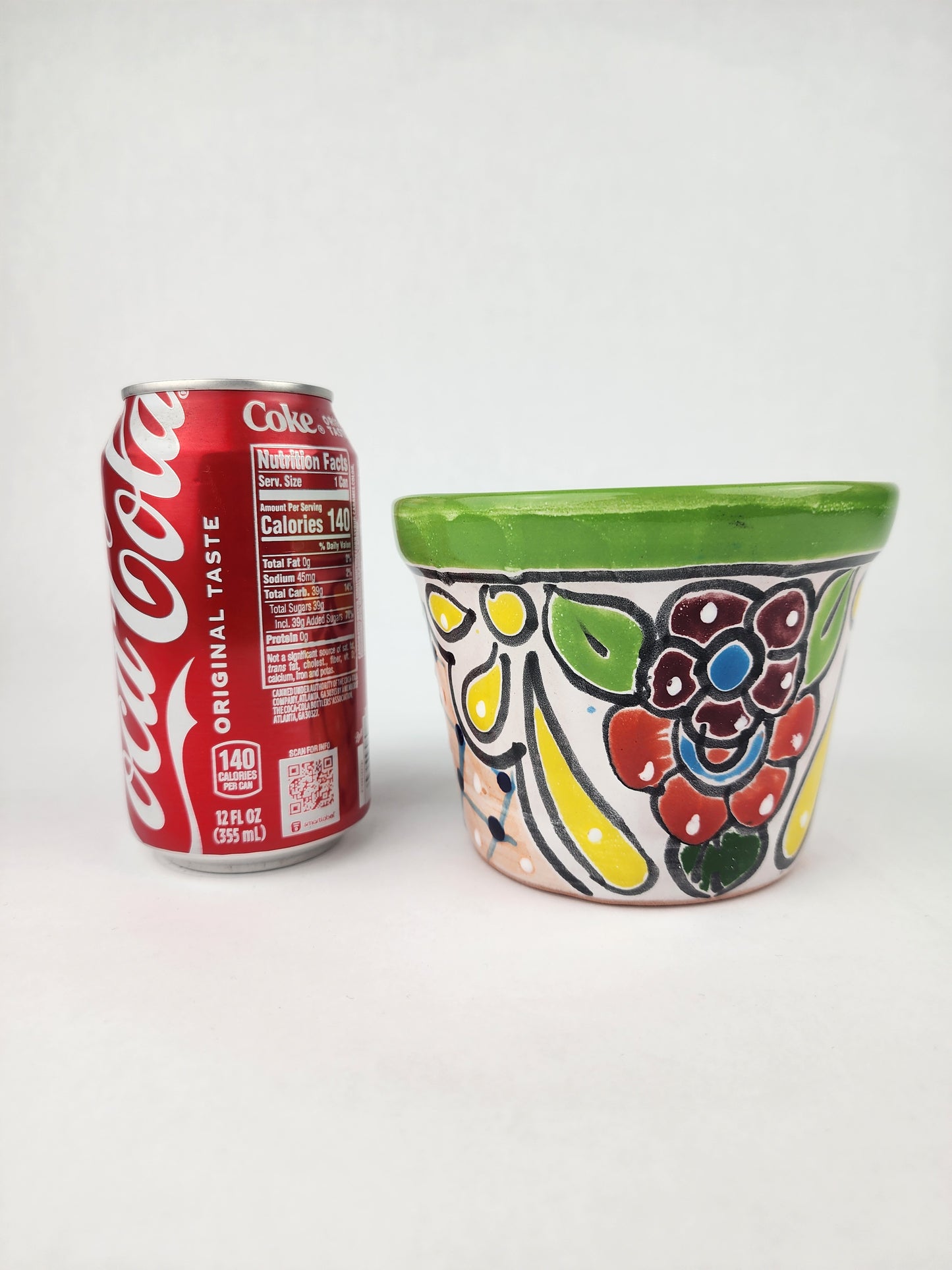 Green Rim Talavera Ceramic Planter 5" | Small Houseplant Pot