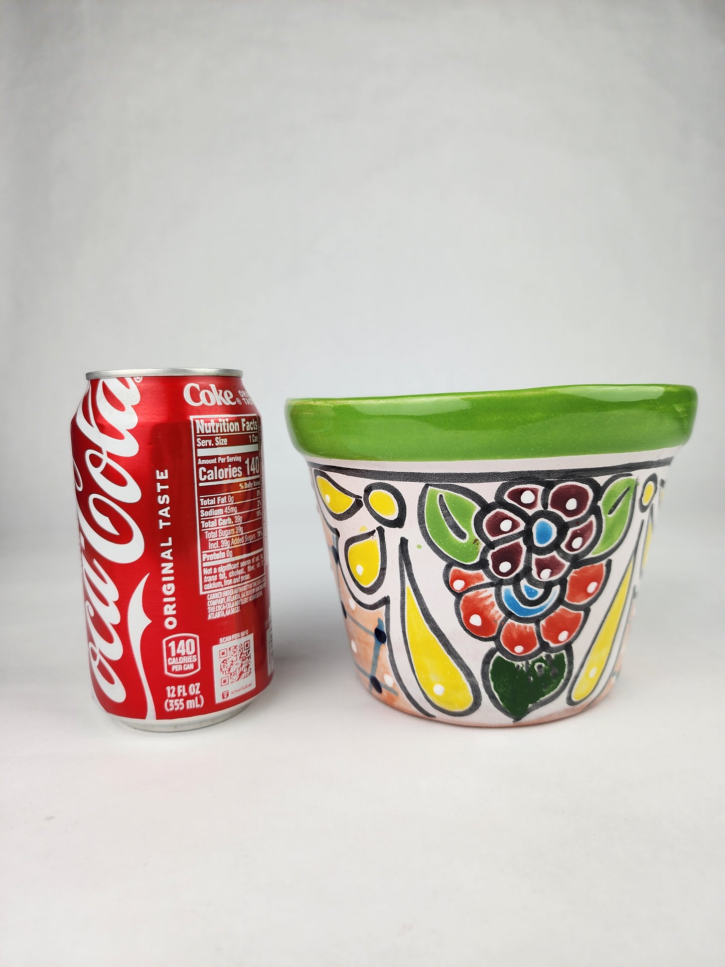 Green Rim Talavera Ceramic Planter 6" | Decorative Flower Pot