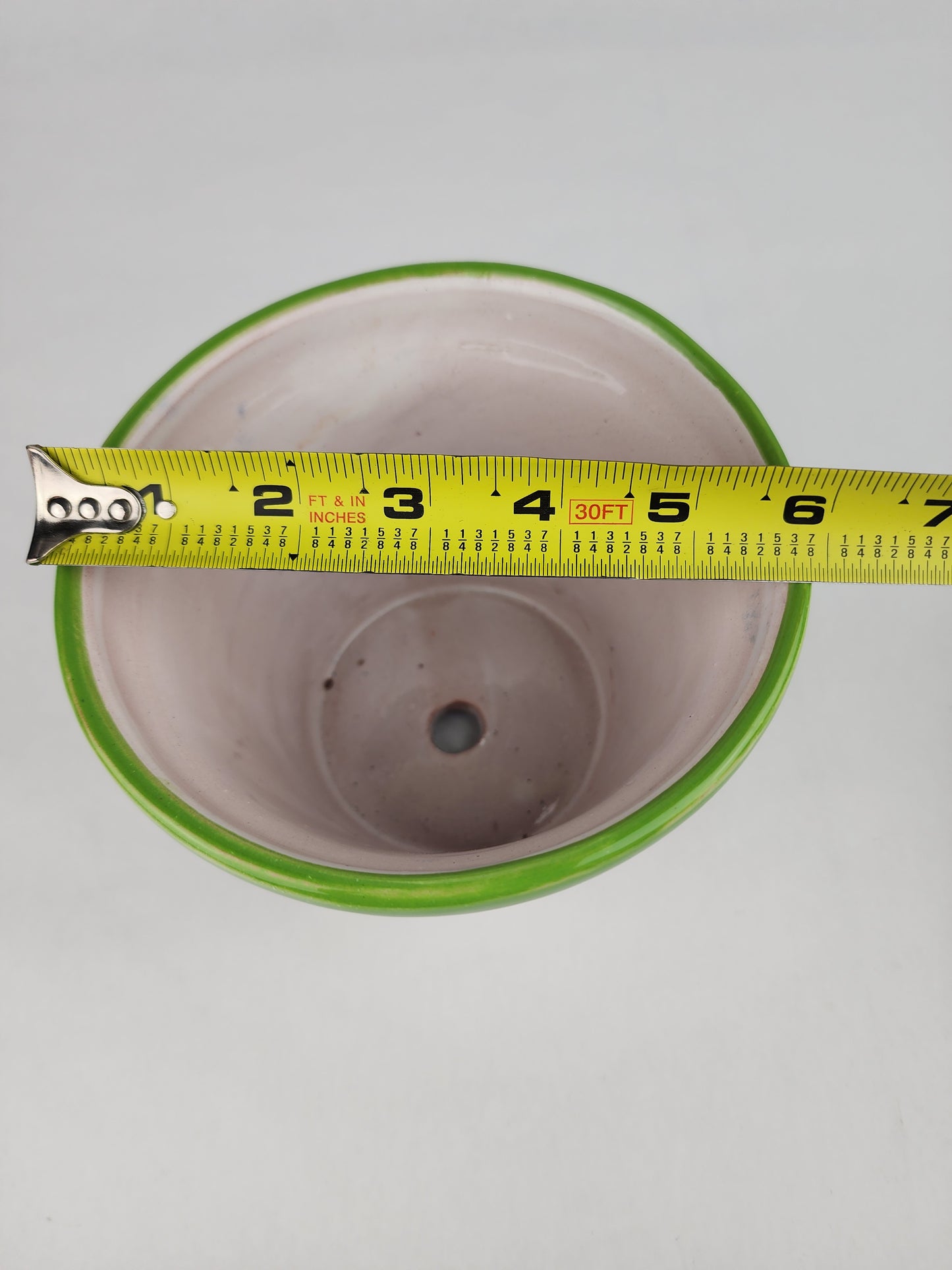 Green Rim Talavera Ceramic Planter 6" | Decorative Flower Pot