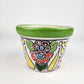 Green Rim Talavera Ceramic Planter 6" | Decorative Flower Pot