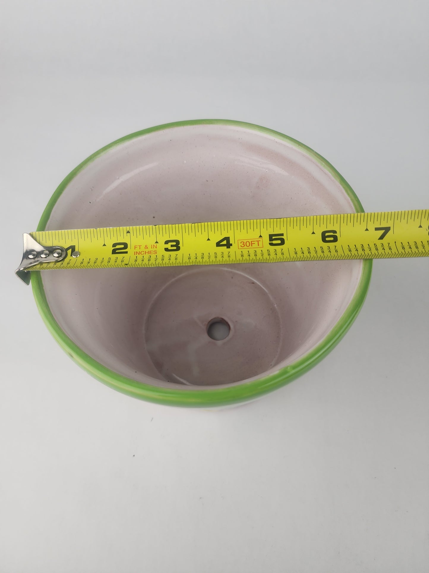 Green Rim Talavera Ceramic Planter 7" | Patio Accent