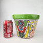 Green Rim Talavera Ceramic Planter 8" | Decorative Garden Planter