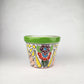 Green Rim Talavera Ceramic Planter 8" | Decorative Garden Planter