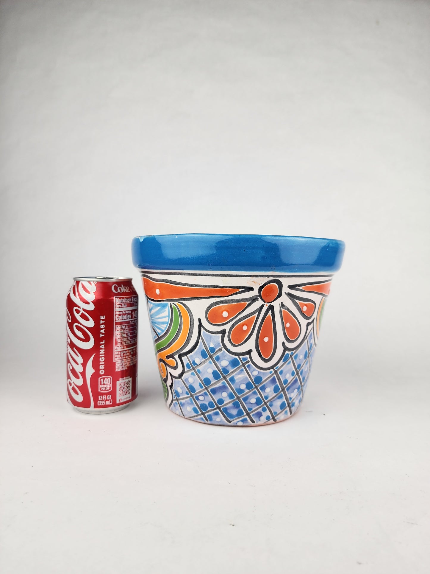 Blue Rim Talavera Ceramic Planter 8" | Indoor & Outdoor Planter