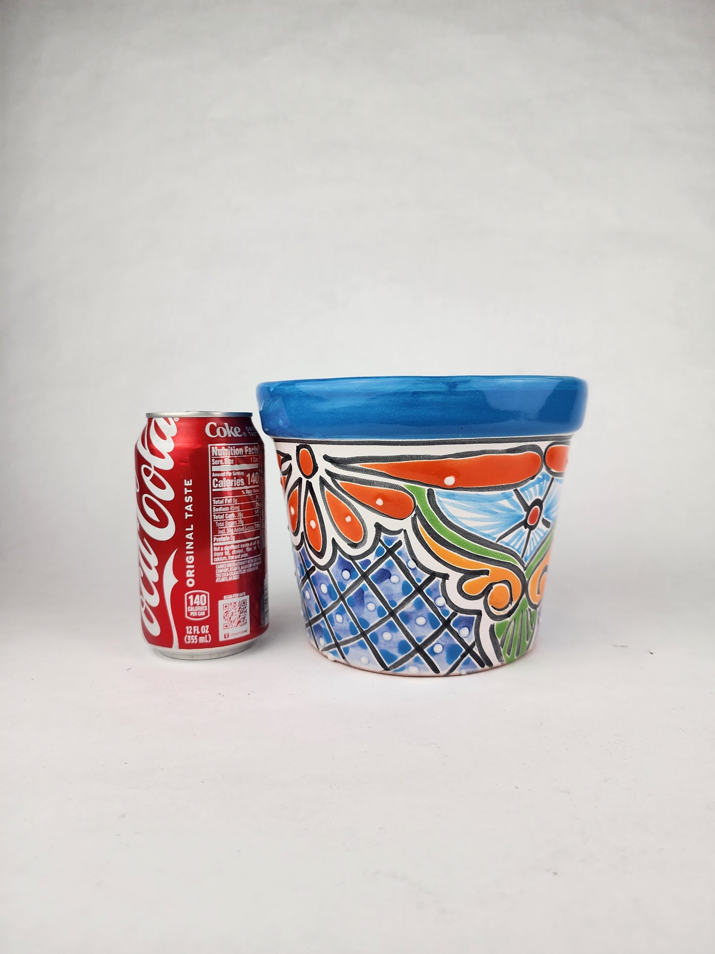Blue Rim Talavera Ceramic Planter 7" | Houseplant Planter
