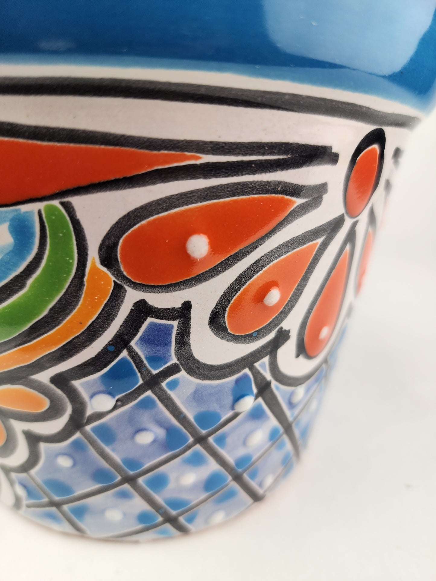 Blue Rim Talavera Ceramic Planter 7" | Houseplant Planter