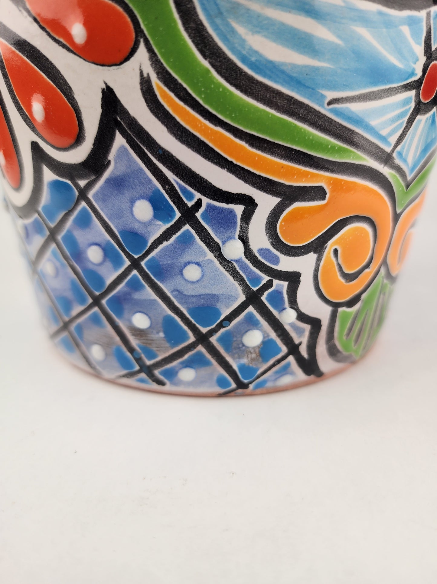 Blue Rim Talavera Ceramic Planter 7" | Houseplant Planter