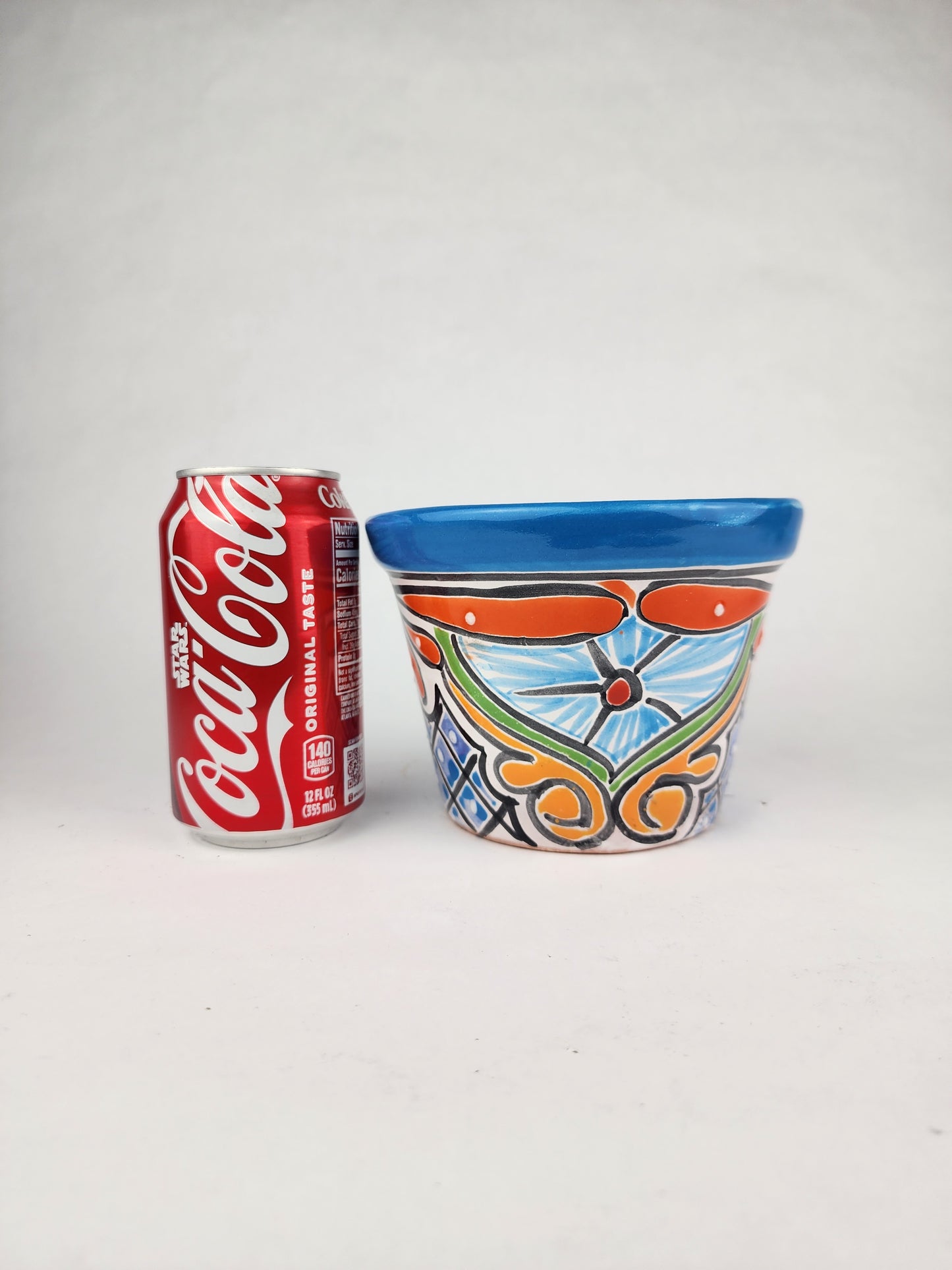 Blue Rim Talavera Ceramic Planter 6" | Decorative Flower Pot