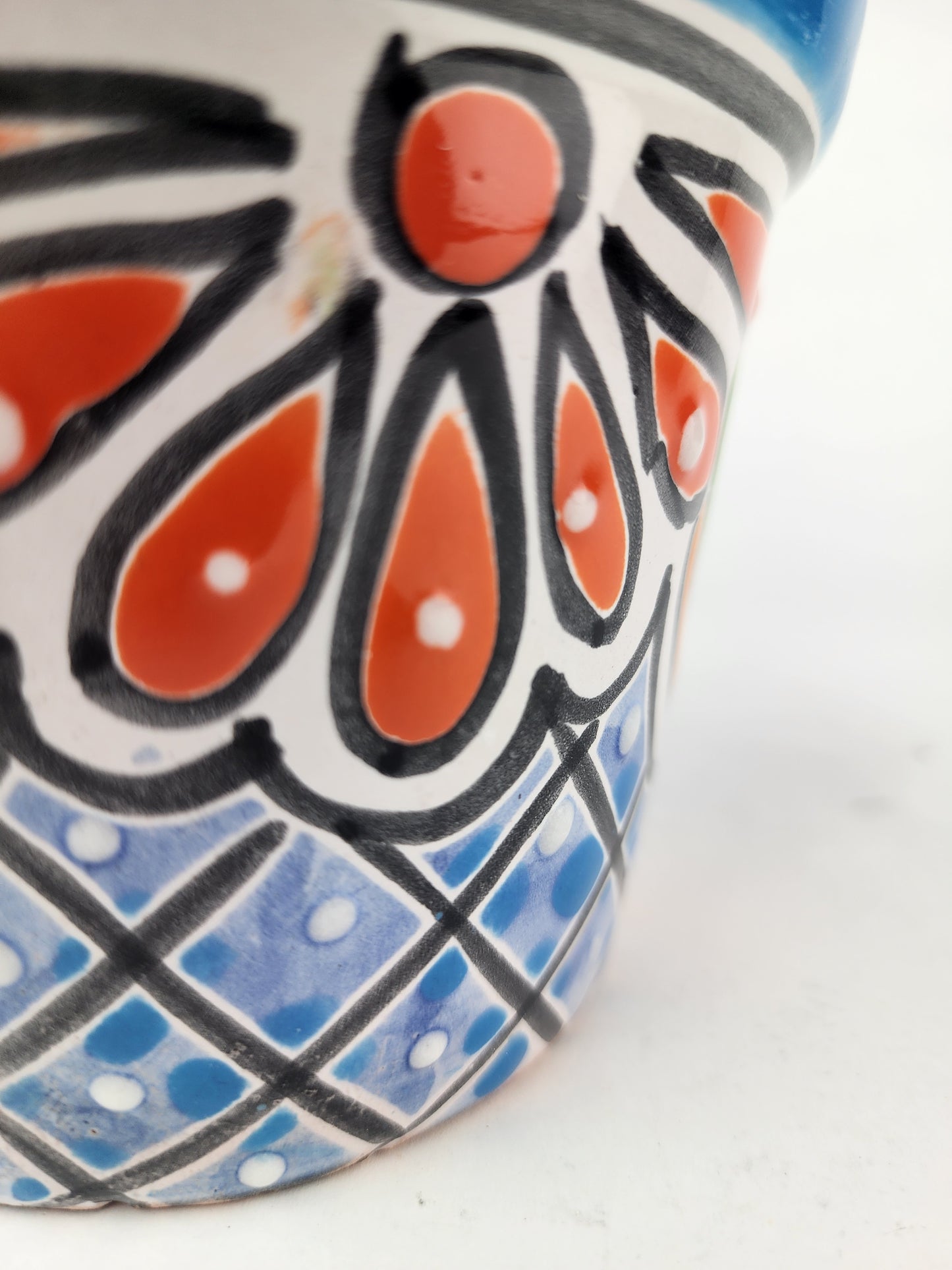 Blue Rim Talavera Ceramic Planter 6" | Decorative Flower Pot