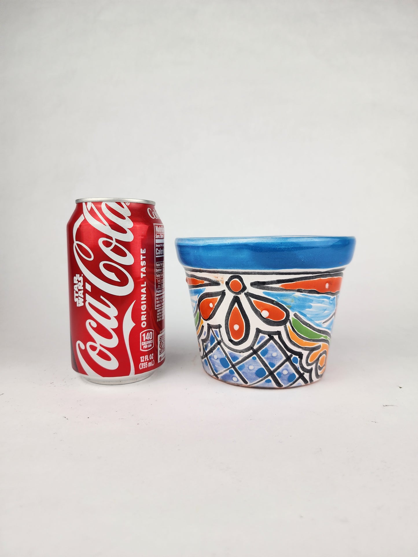 Blue Rim Talavera Ceramic Planter 5" | Decorative Flower Pot