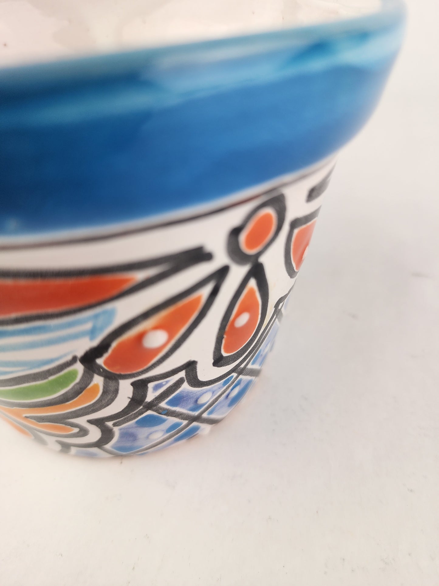 Blue Rim Talavera Ceramic Planter 5" | Decorative Flower Pot