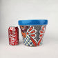 Blue Rim Talavera Ceramic Planter 8" | Decorative Plant Pot