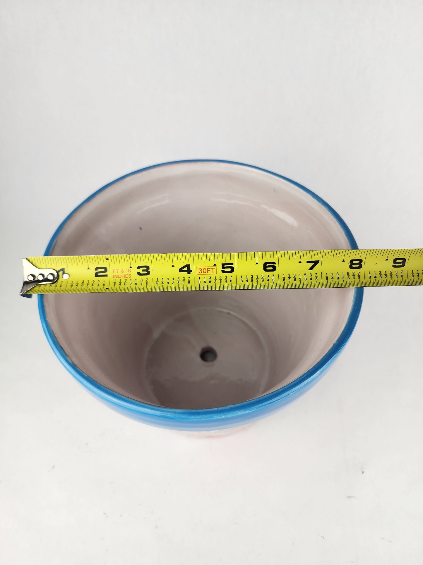 Blue Rim Talavera Ceramic Planter 8" | Decorative Plant Pot