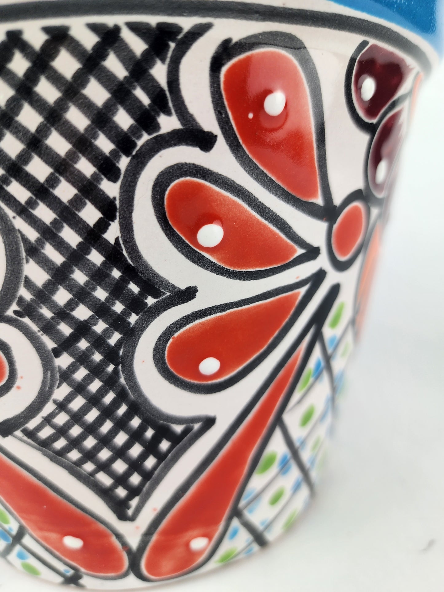 Blue Rim Talavera Ceramic Planter 8" | Decorative Plant Pot
