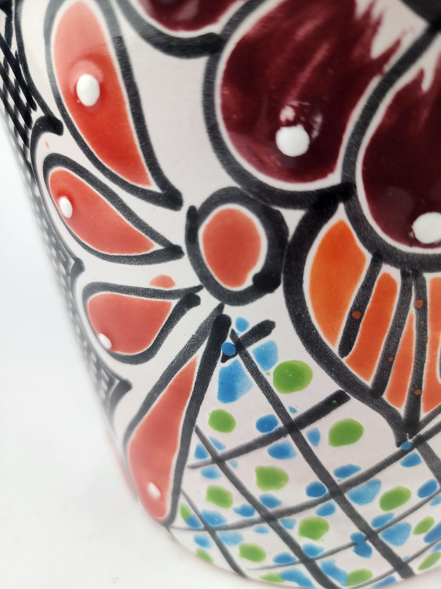Blue Rim Talavera Ceramic Planter 8" | Decorative Plant Pot