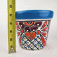 Blue Rim Talavera Ceramic Planter 7" | Decorative Plant Pot