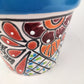 Blue Rim Talavera Ceramic Planter 7" | Decorative Plant Pot
