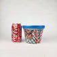 Blue Rim Talavera Ceramic Planter 6" | Decorative Flower Pot