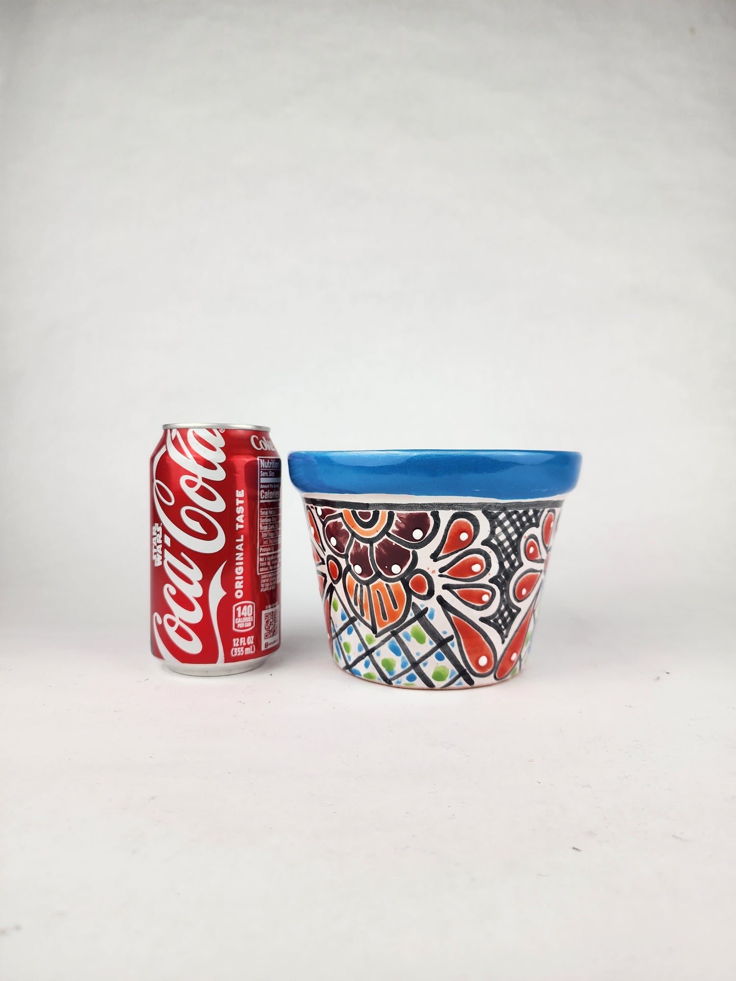 Blue Rim Talavera Ceramic Planter 6" | Decorative Flower Pot