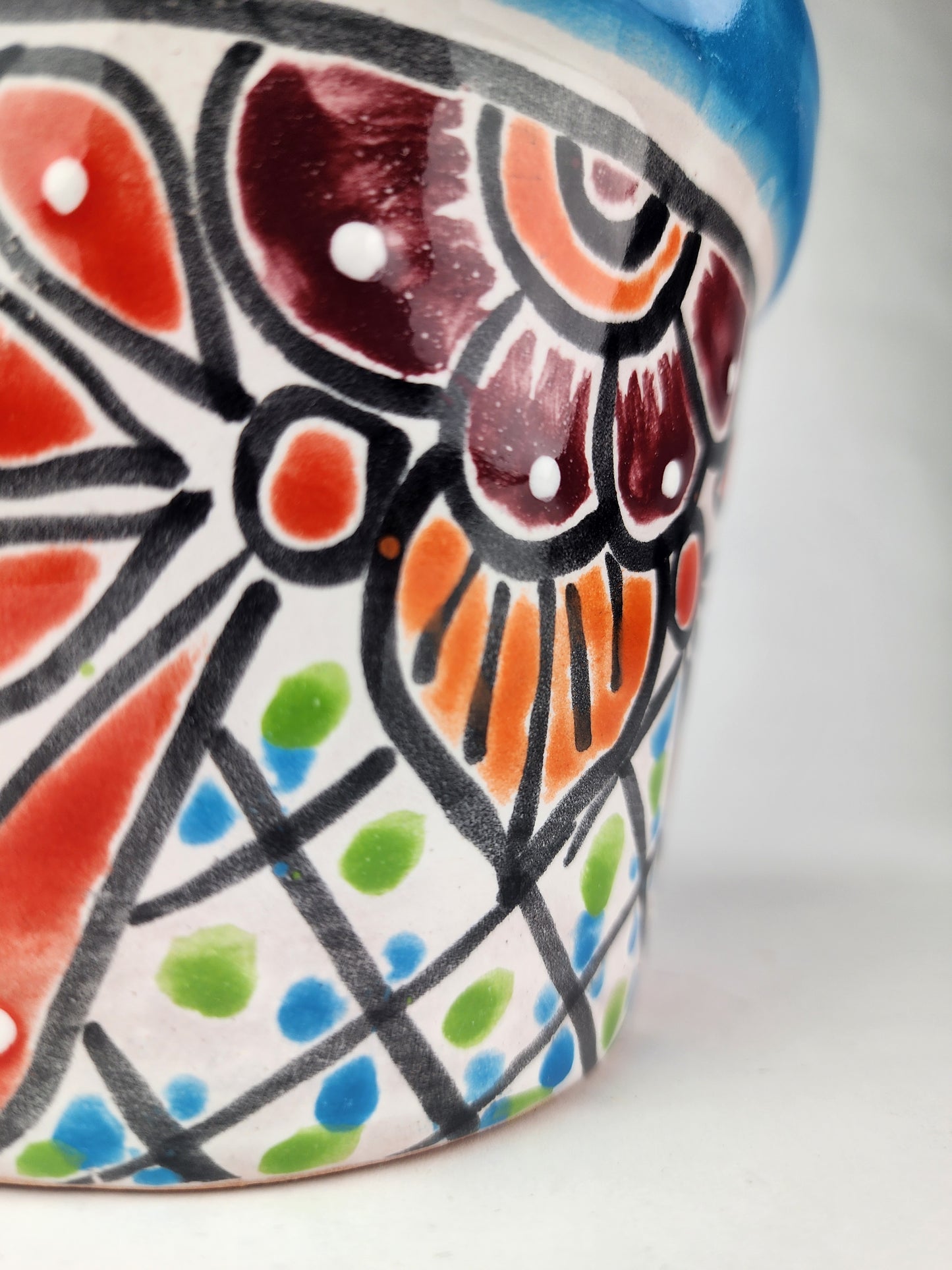 Blue Rim Talavera Ceramic Planter 6" | Decorative Flower Pot